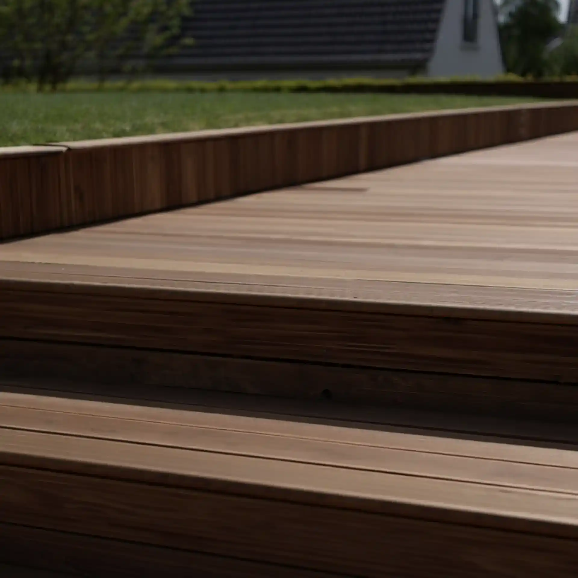 Fundament af træterrasse i høj kvalitet, specialiseret tømrerarbejde.